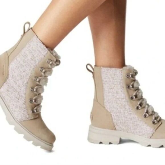 Sorel Lennox Lace Cozy Bootie Ancient Fossil & Chalk Sz 7 - Picture 1 of 6